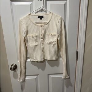 J. Crew Ivory Ribbed Knit Sweater